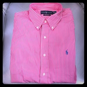 Ralph Lauren Men’s Pink White Stripe NWOT Size XL